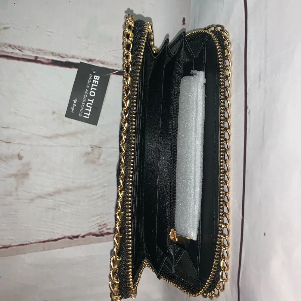 Bello Tutti Red Quilted Chain Linked Wallet.